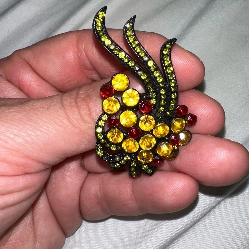 vintage brooch with crystal accents